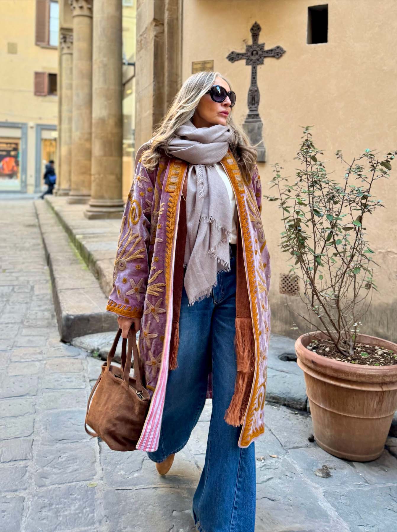 Giacca Lunga Ricamata