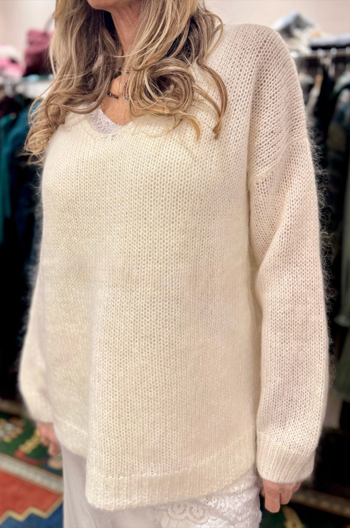 Maglione Morbido Mohair scollo a V