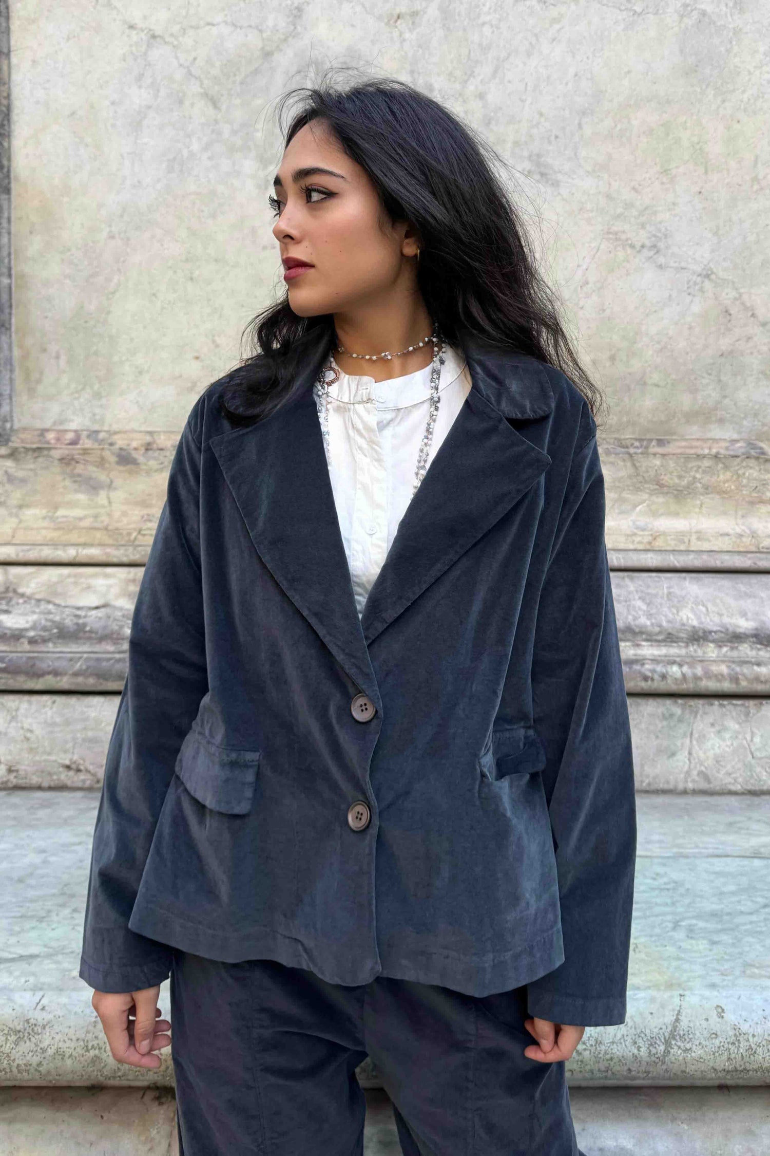 Giacca Svasata Velluto Liscio