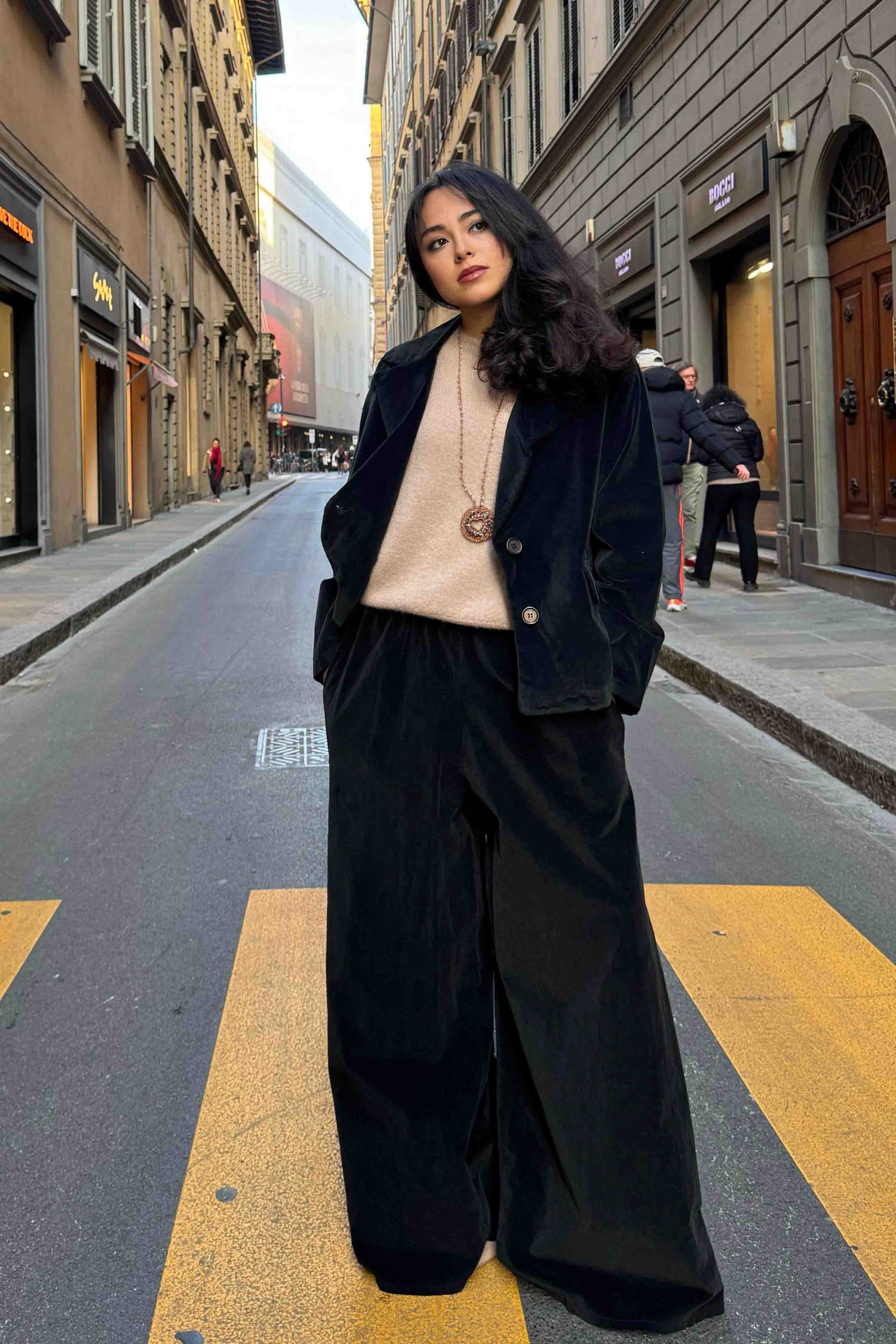 Pantalone Palazzo Velluto Liscio