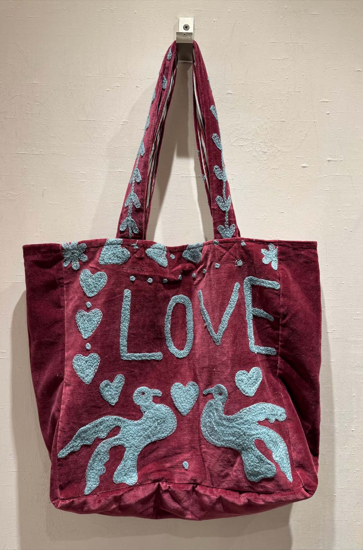 Shopper Double Velluto Ricamata