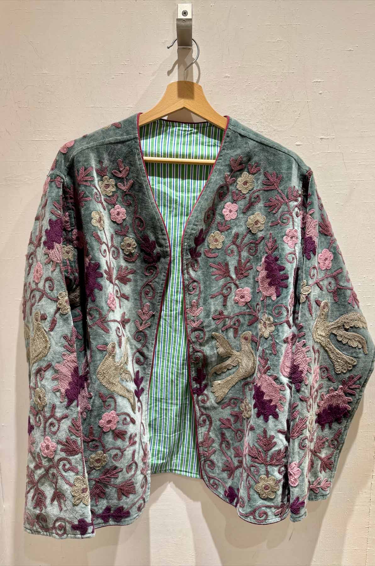 Giacca ricamata in Velluto Collo a V