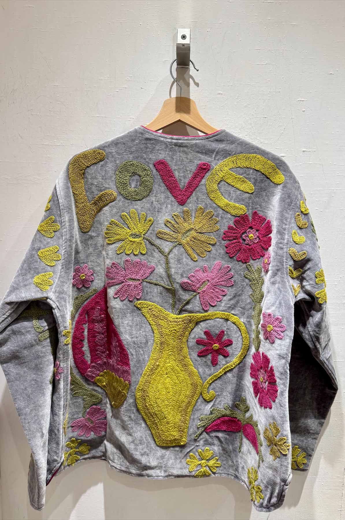 Giacca ricamata in Velluto Collo a V