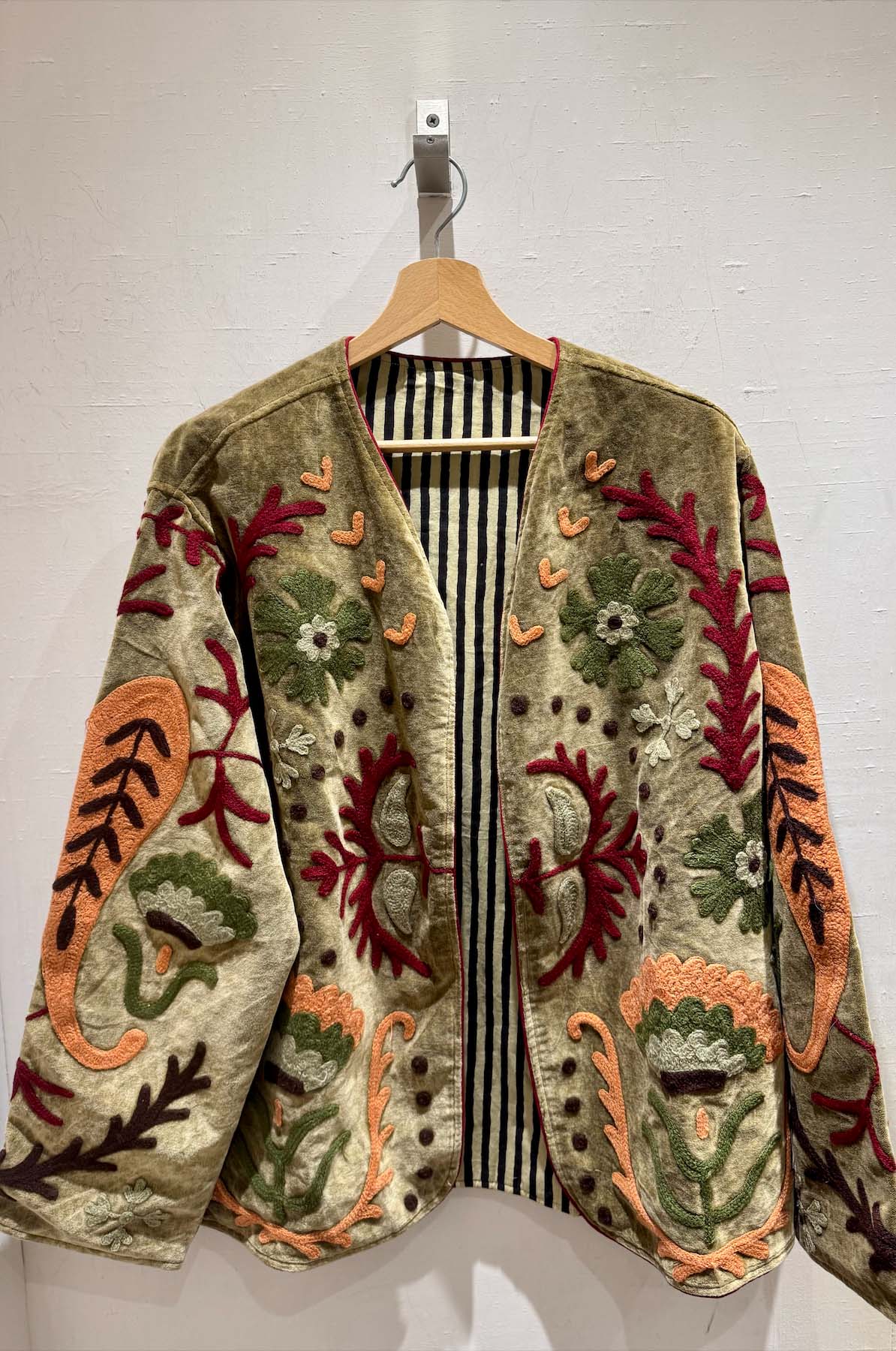 Giacca ricamata in Velluto Collo a V