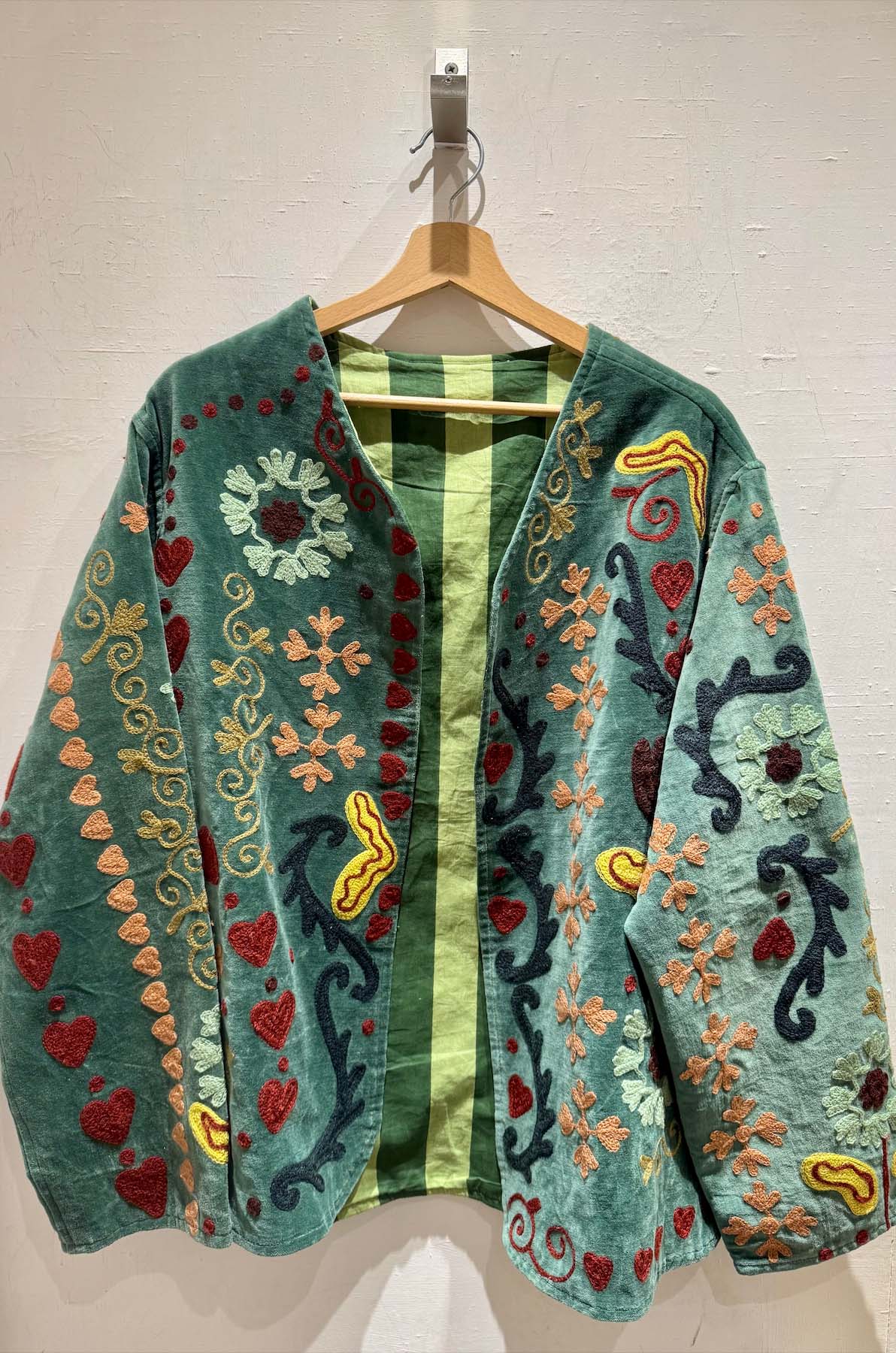 Giacca ricamata in Velluto Collo a V