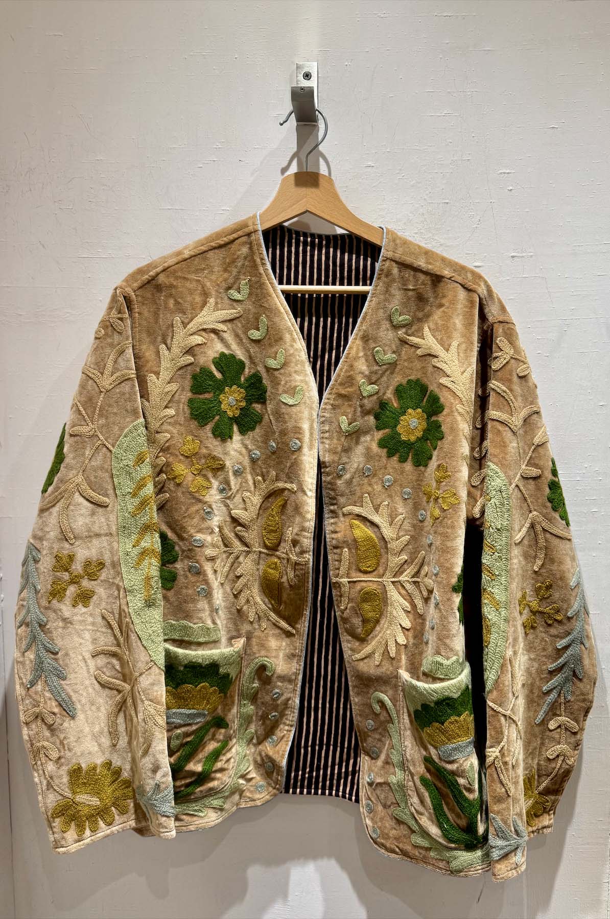 Giacca ricamata in Velluto Collo a V