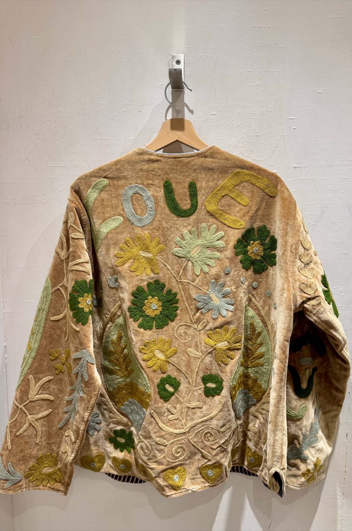 Giacca ricamata in Velluto Collo a V