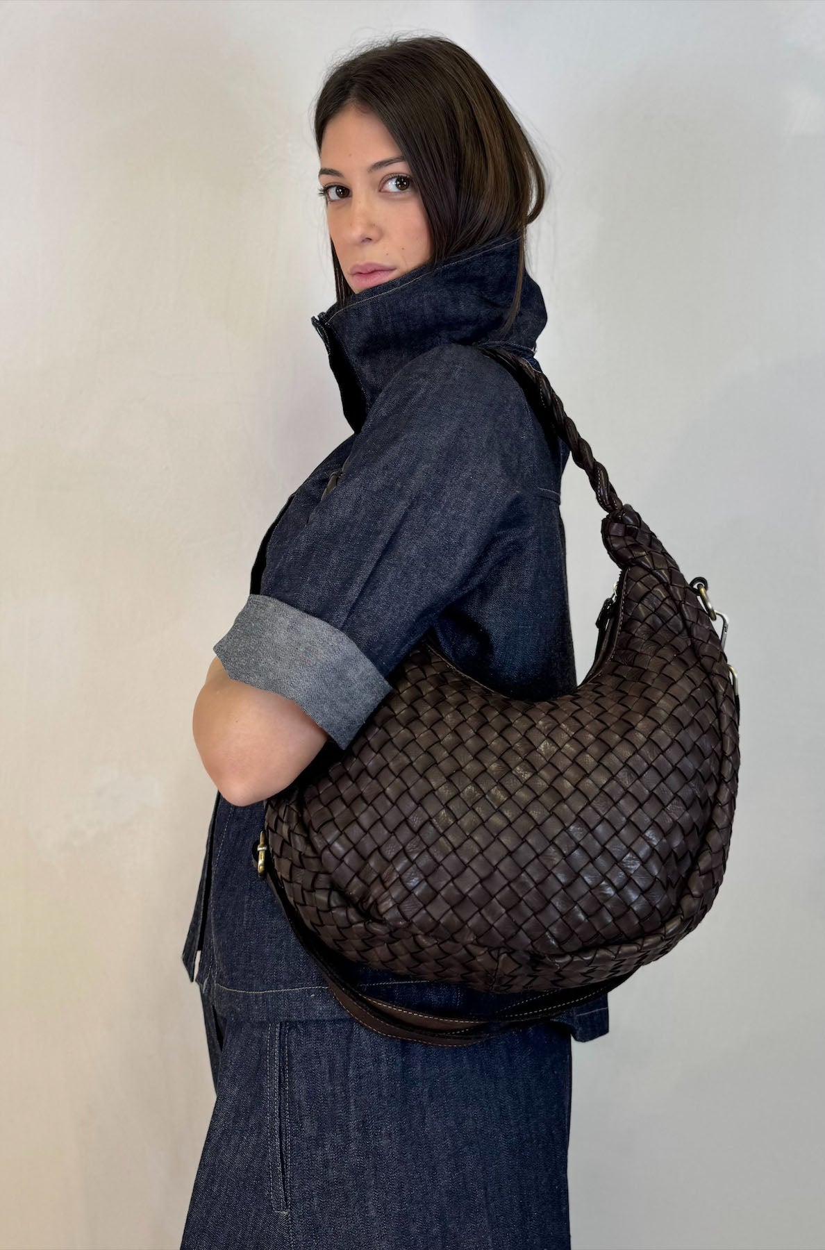 Borsa a Mezzaluna Intrecciata