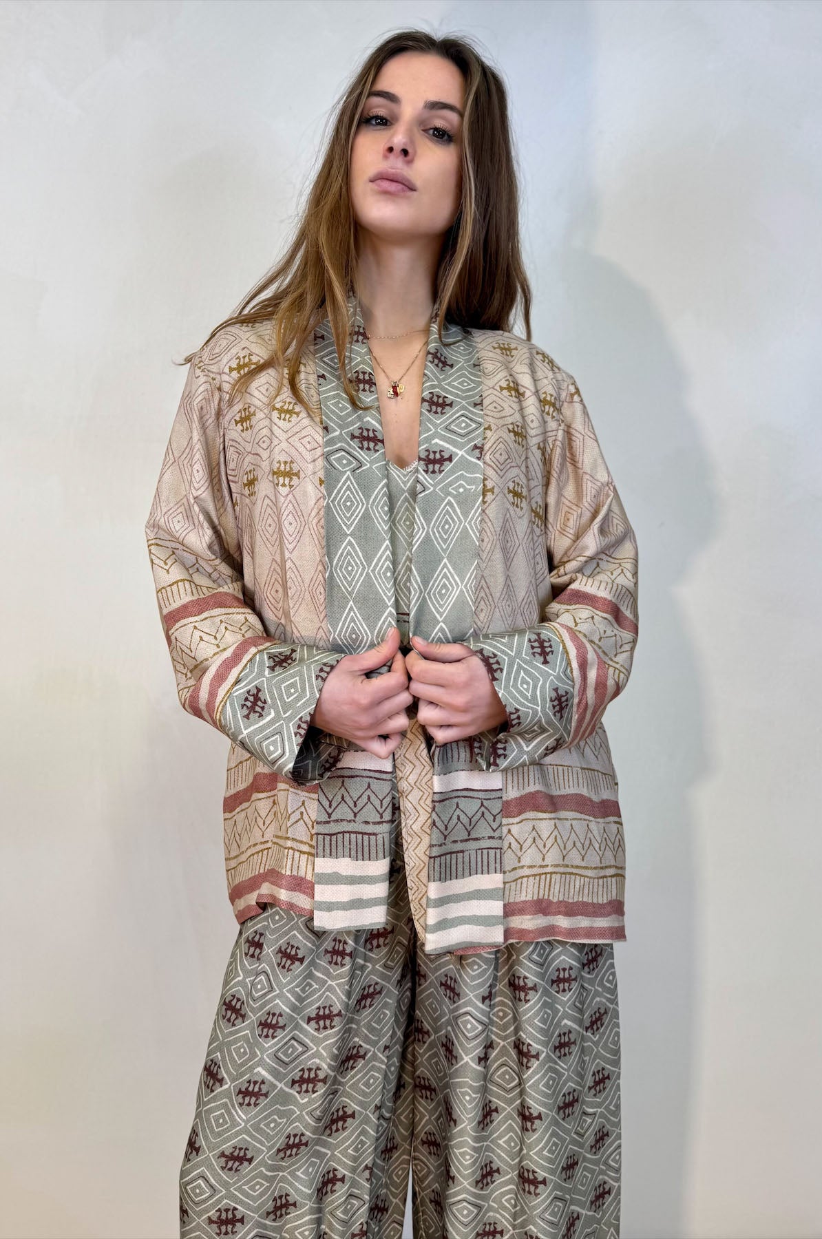 Giacca Kimono Fantasia Geometrica Tribale