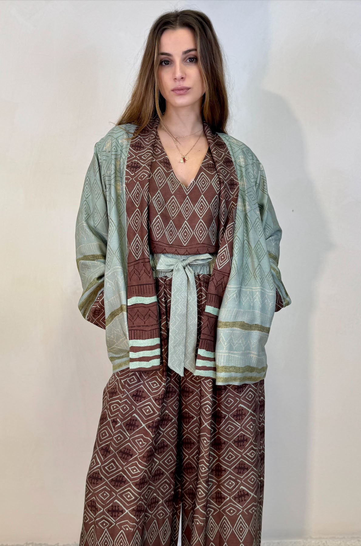 Giacca Kimono Fantasia Geometrica Tribale