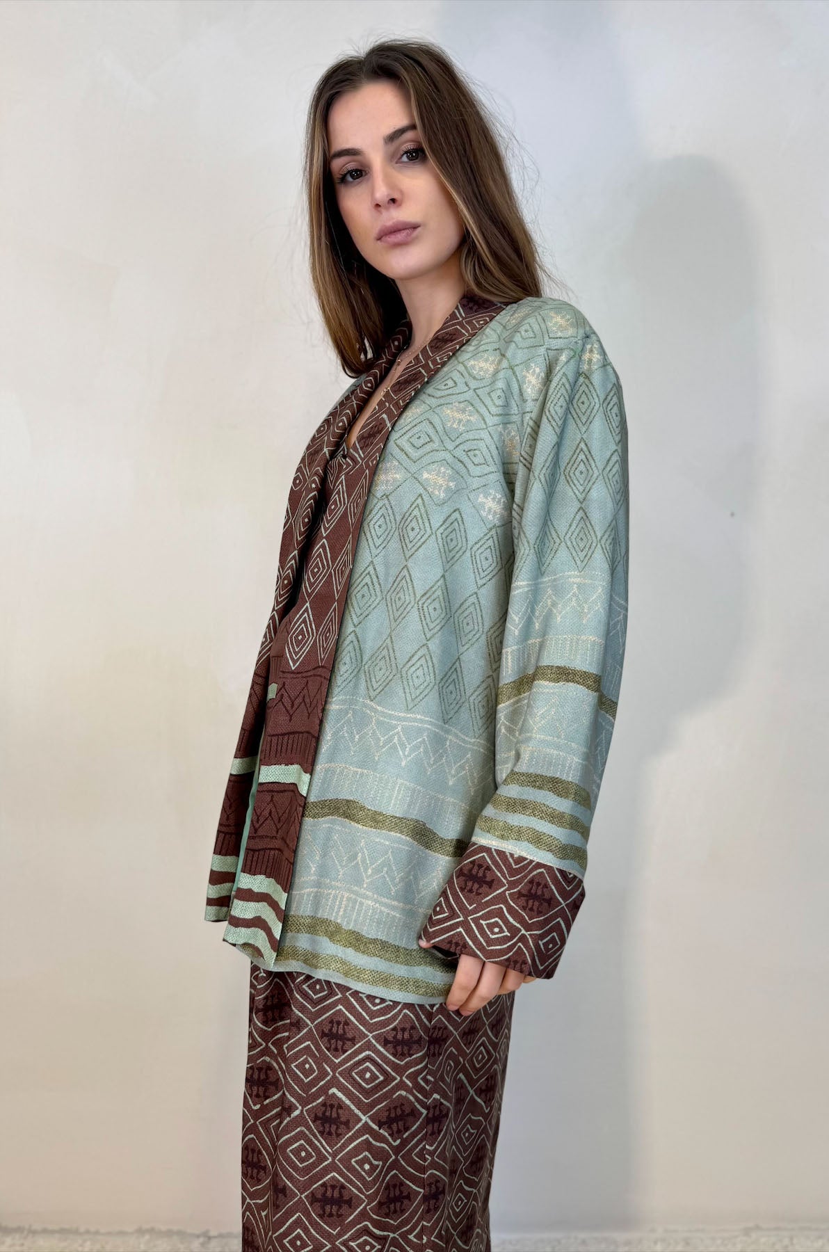 Giacca Kimono Fantasia Geometrica Tribale