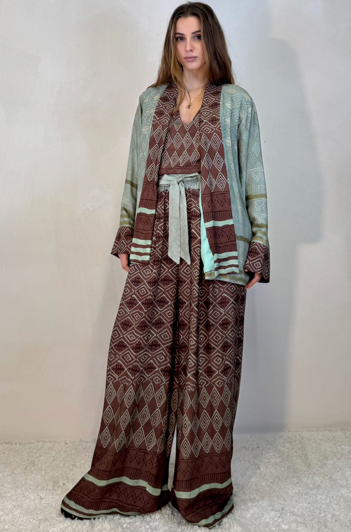 Giacca Kimono Fantasia Geometrica Tribale