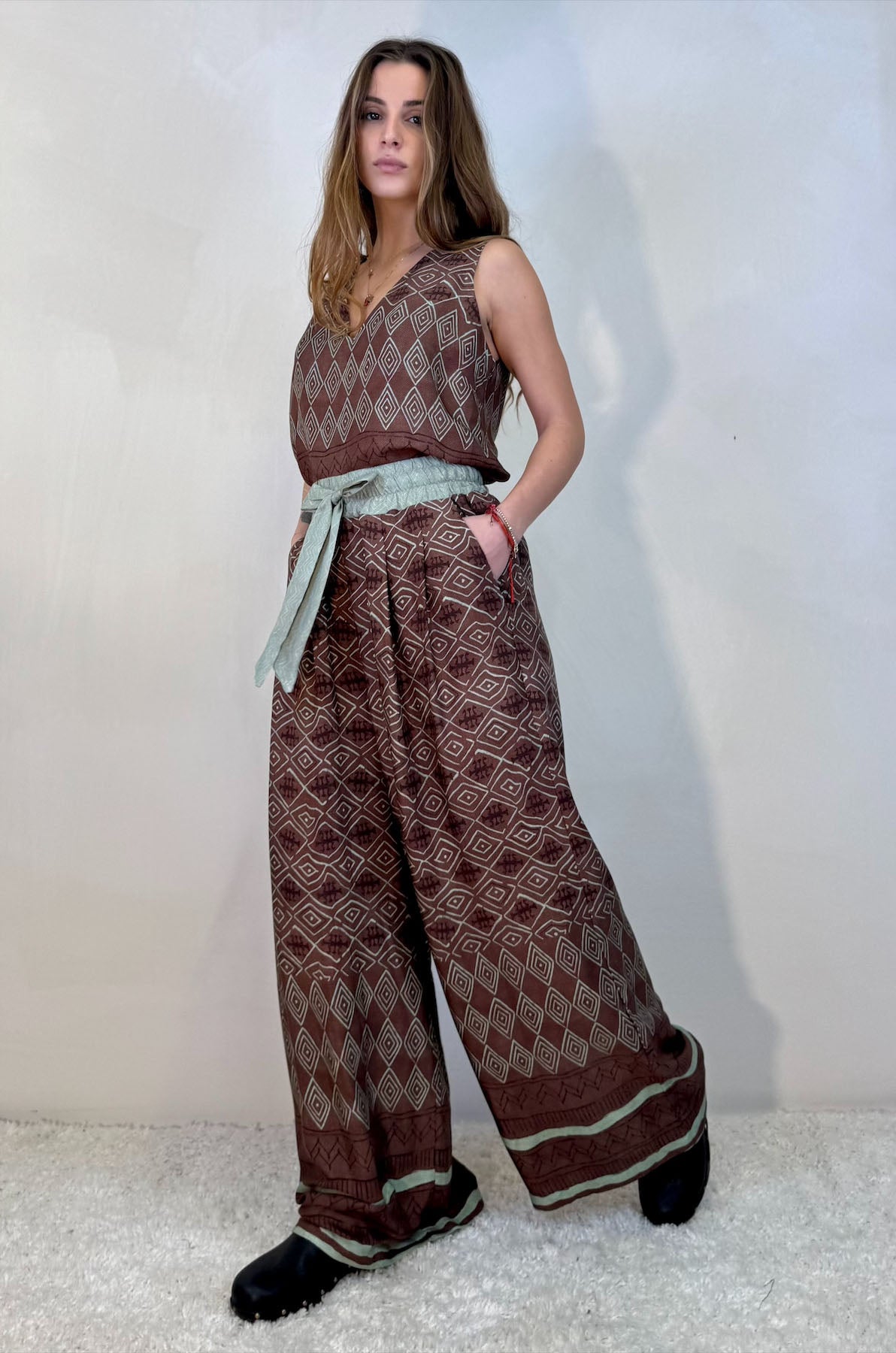 Pantalone Palazzo fantasia Geometrica Tribale