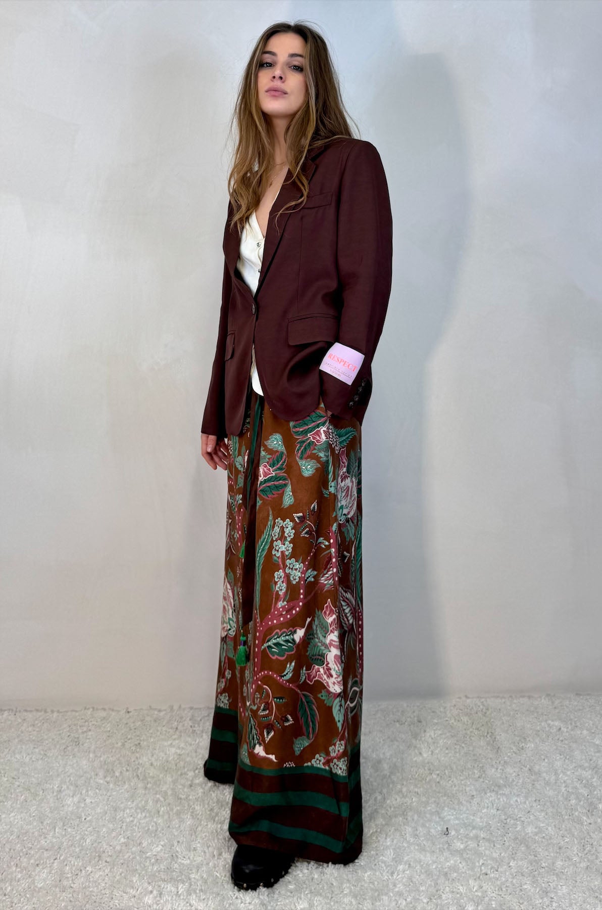 Blazer Monopetto con Fodera Floreale