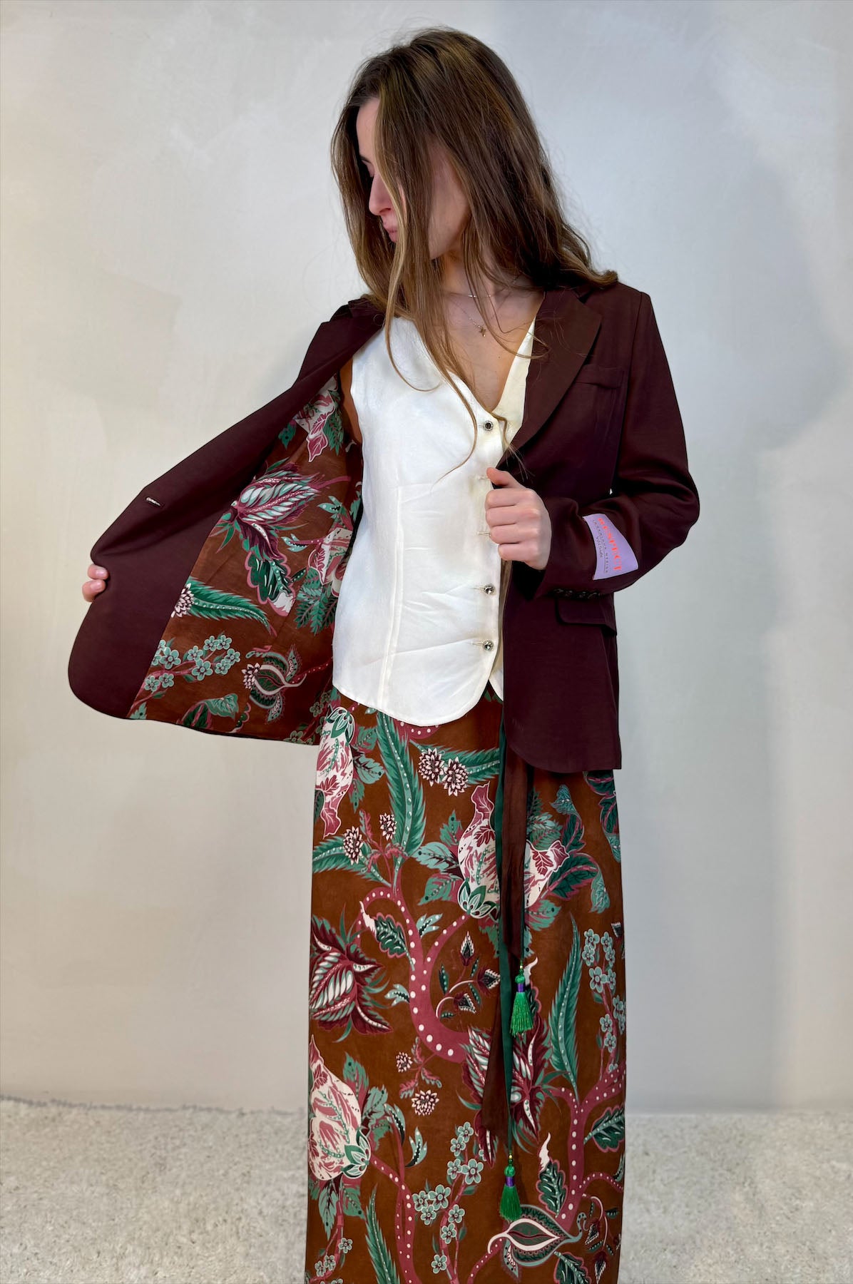 Blazer Monopetto con Fodera Floreale