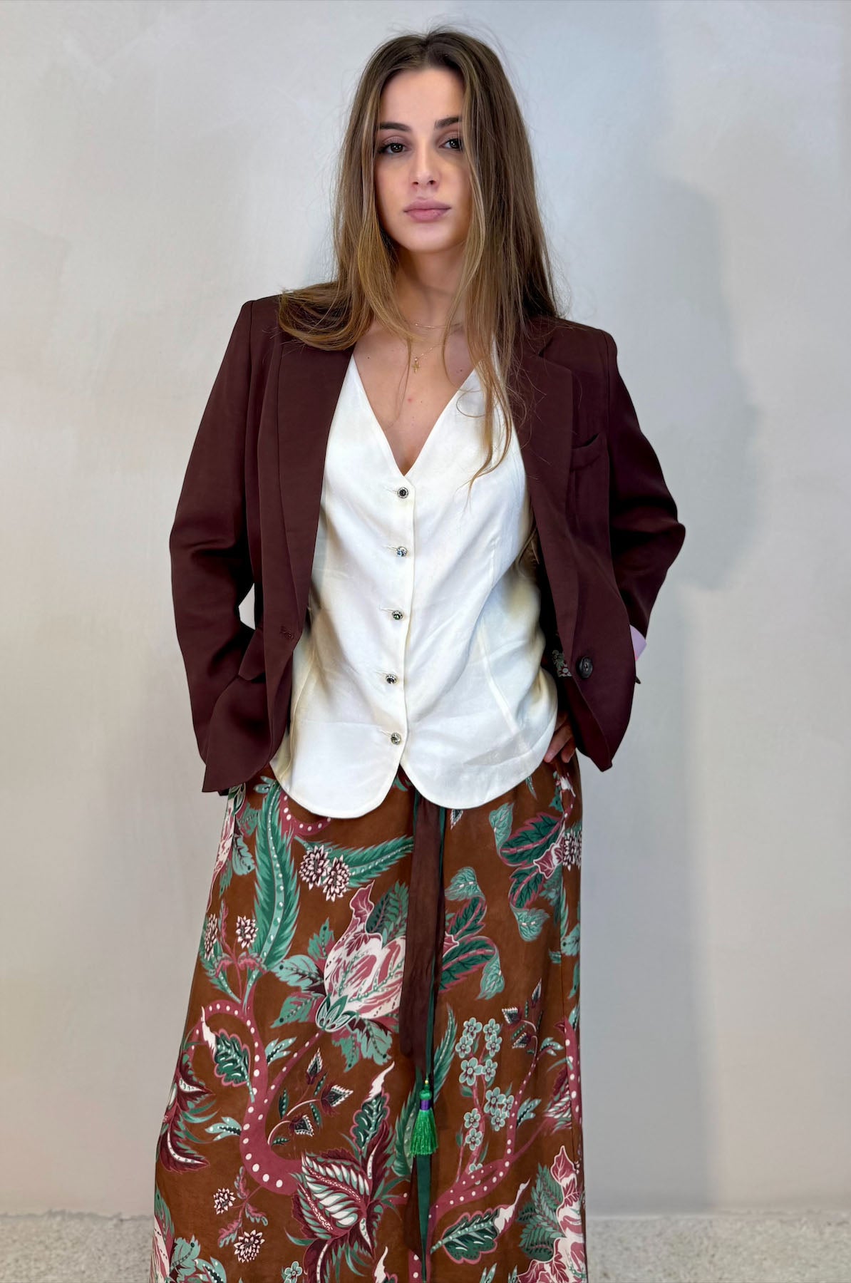 Blazer Monopetto con Fodera Floreale