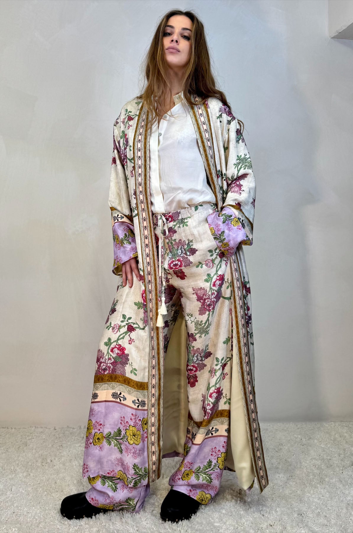 Kimono Lungo Fantasia Peonie