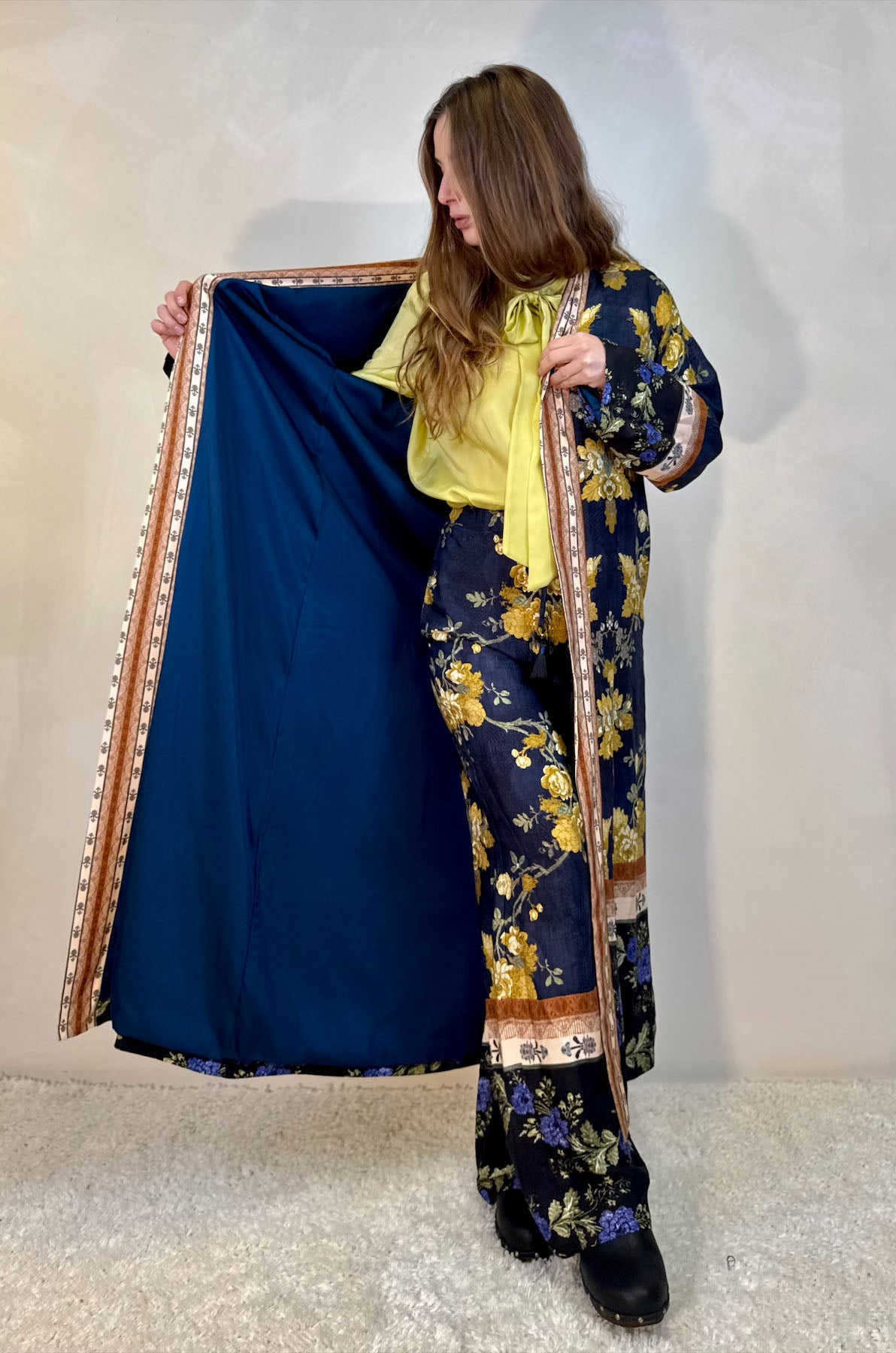 Kimono Lungo Fantasia Peonie