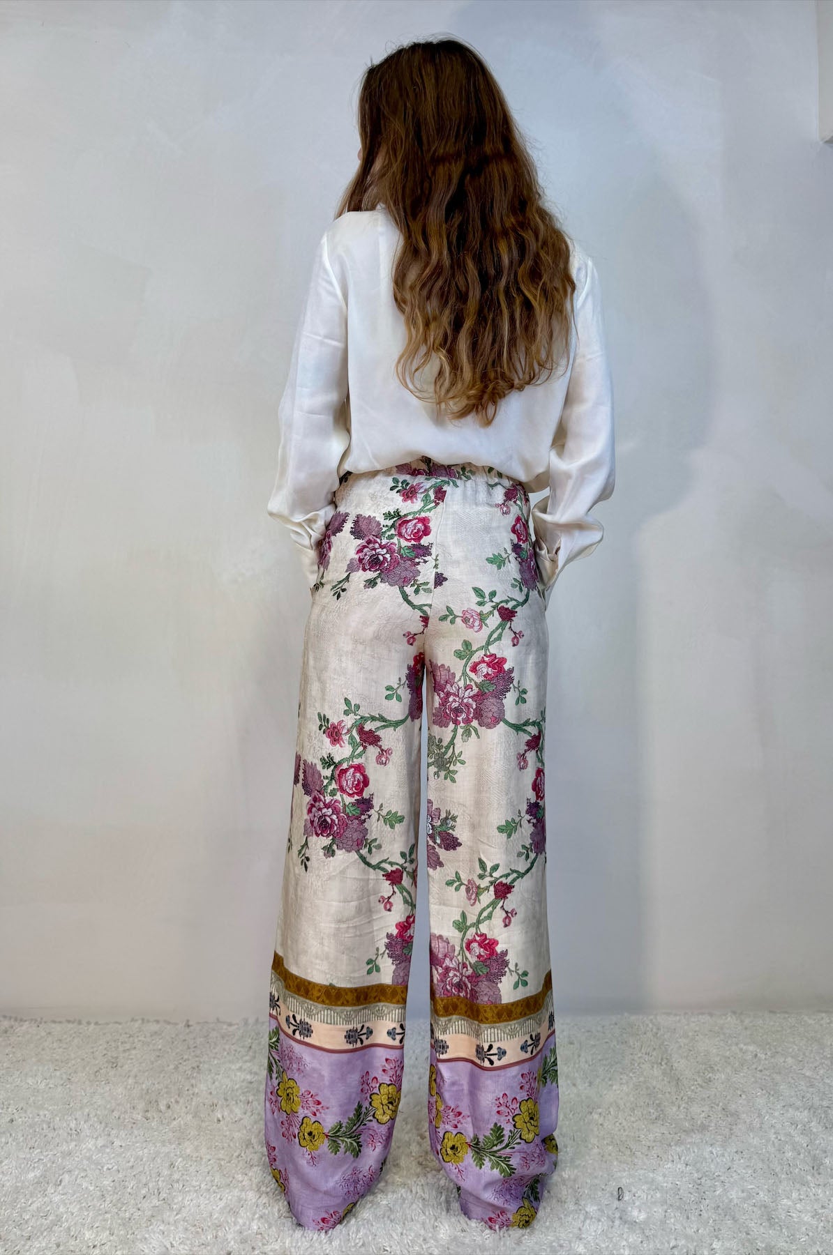 Pantalone Palazzo Fantasia Peonie