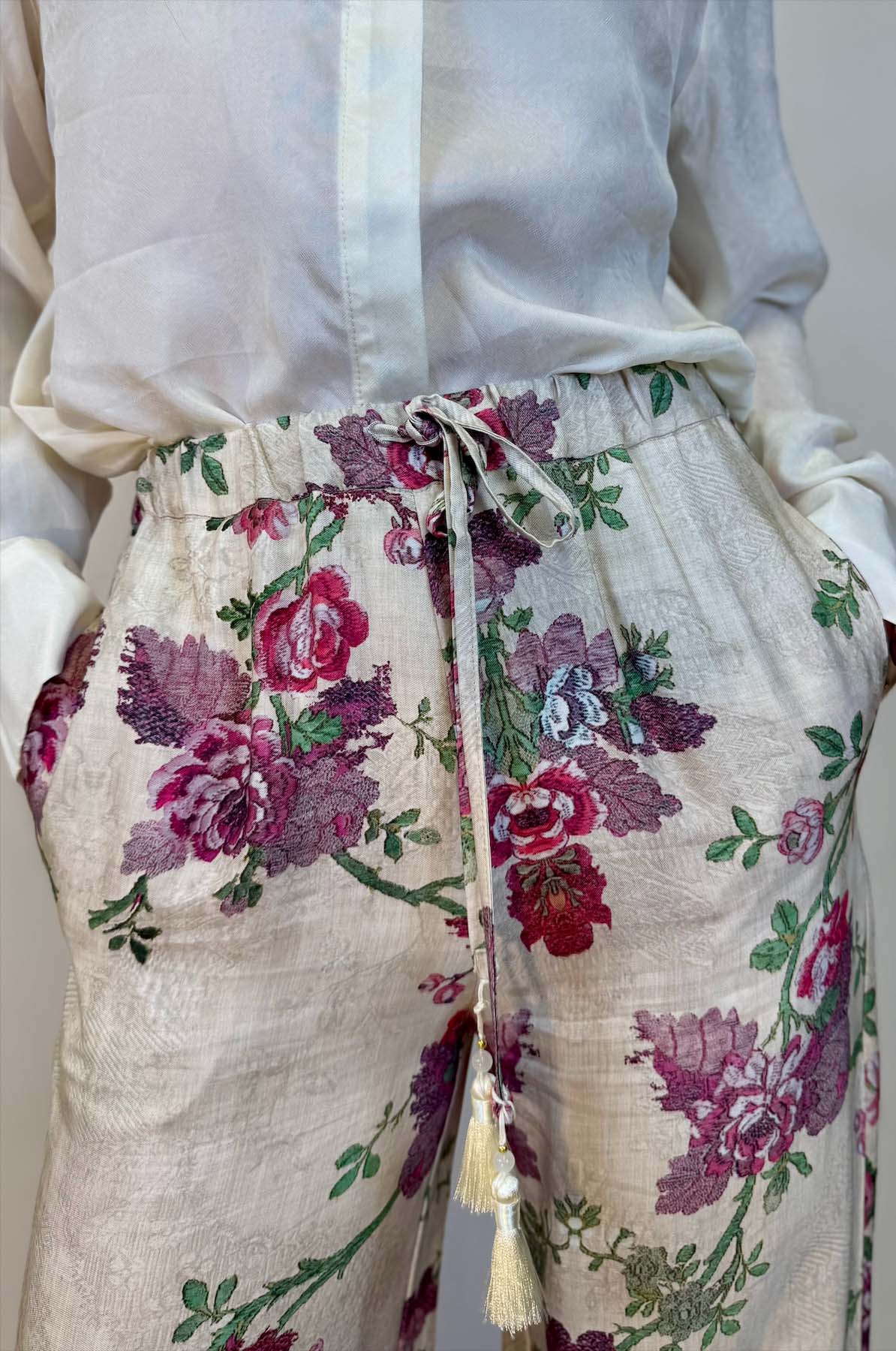 Pantalone Palazzo Fantasia Peonie