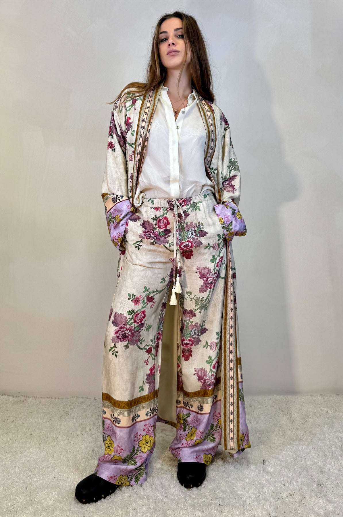Pantalone Palazzo Fantasia Peonie