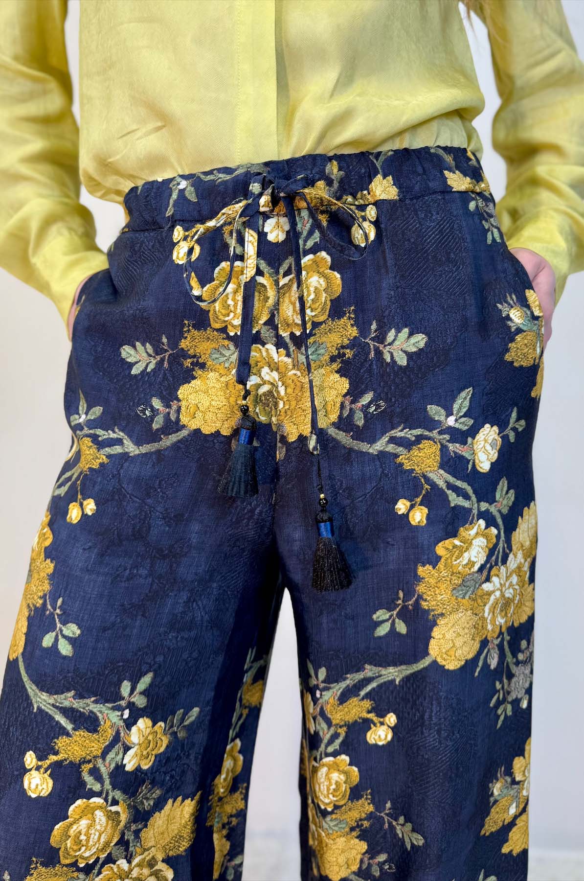 Pantalone Palazzo Fantasia Peonie