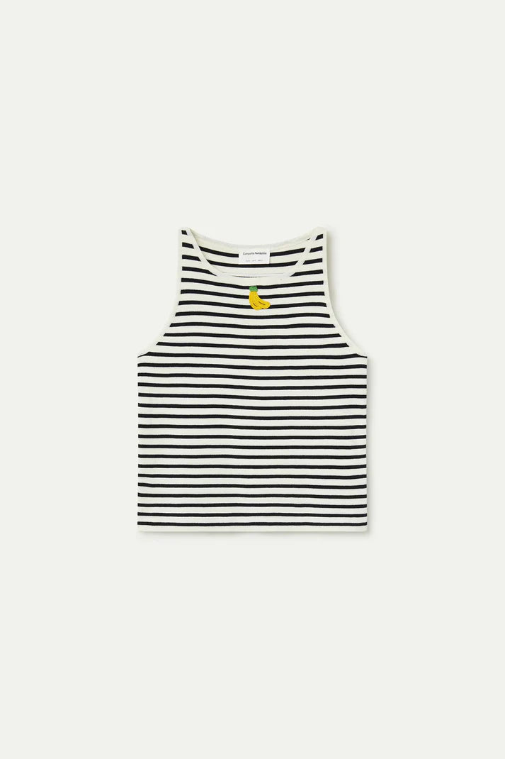 Top a righe con Ricamo