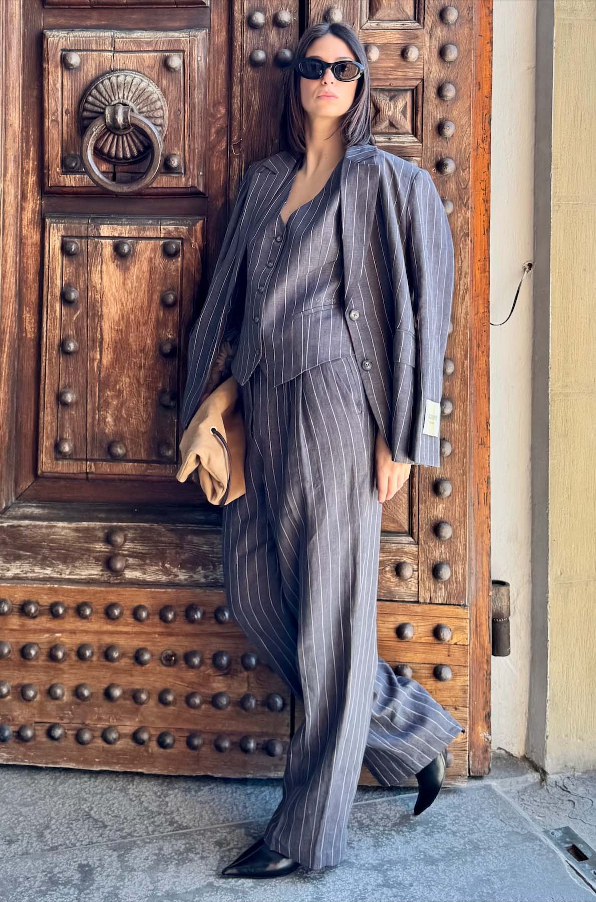 Pantalone Gessato in Lino