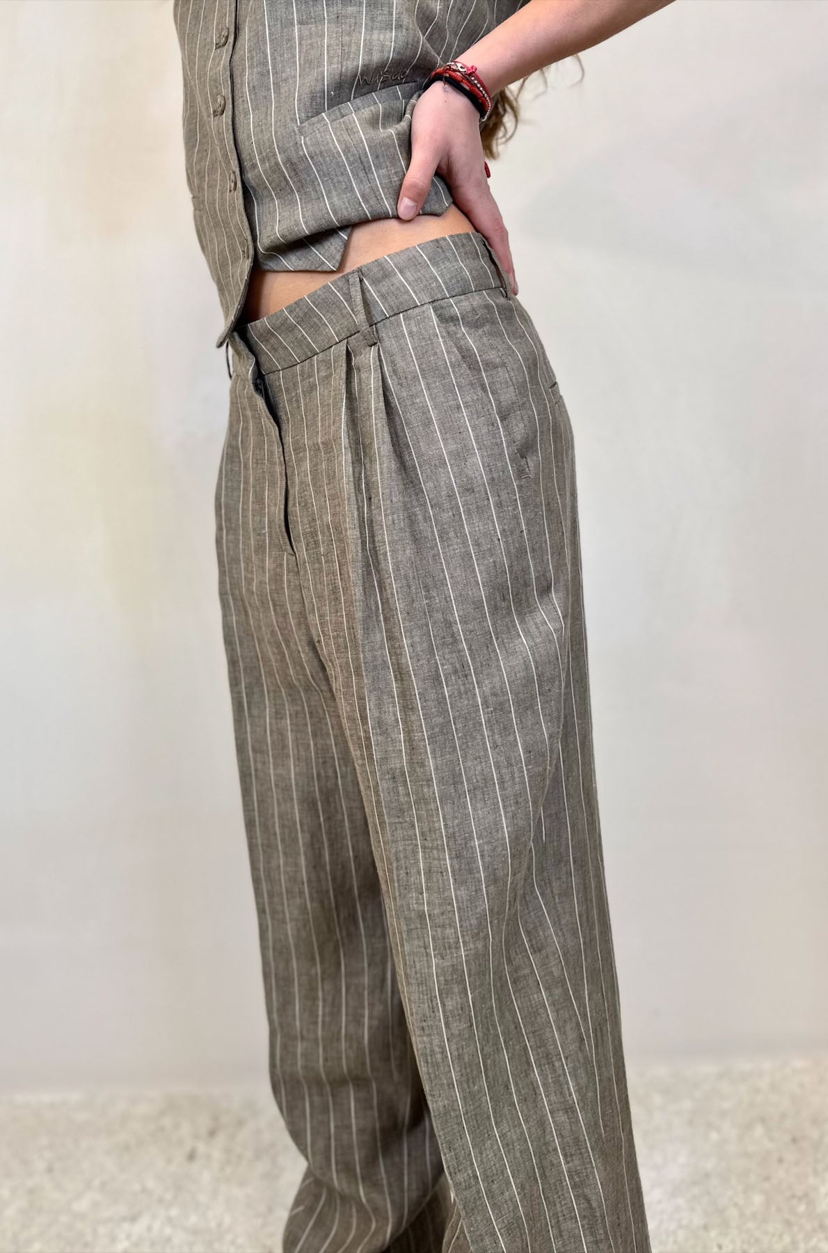 Pantalone Gessato in Lino