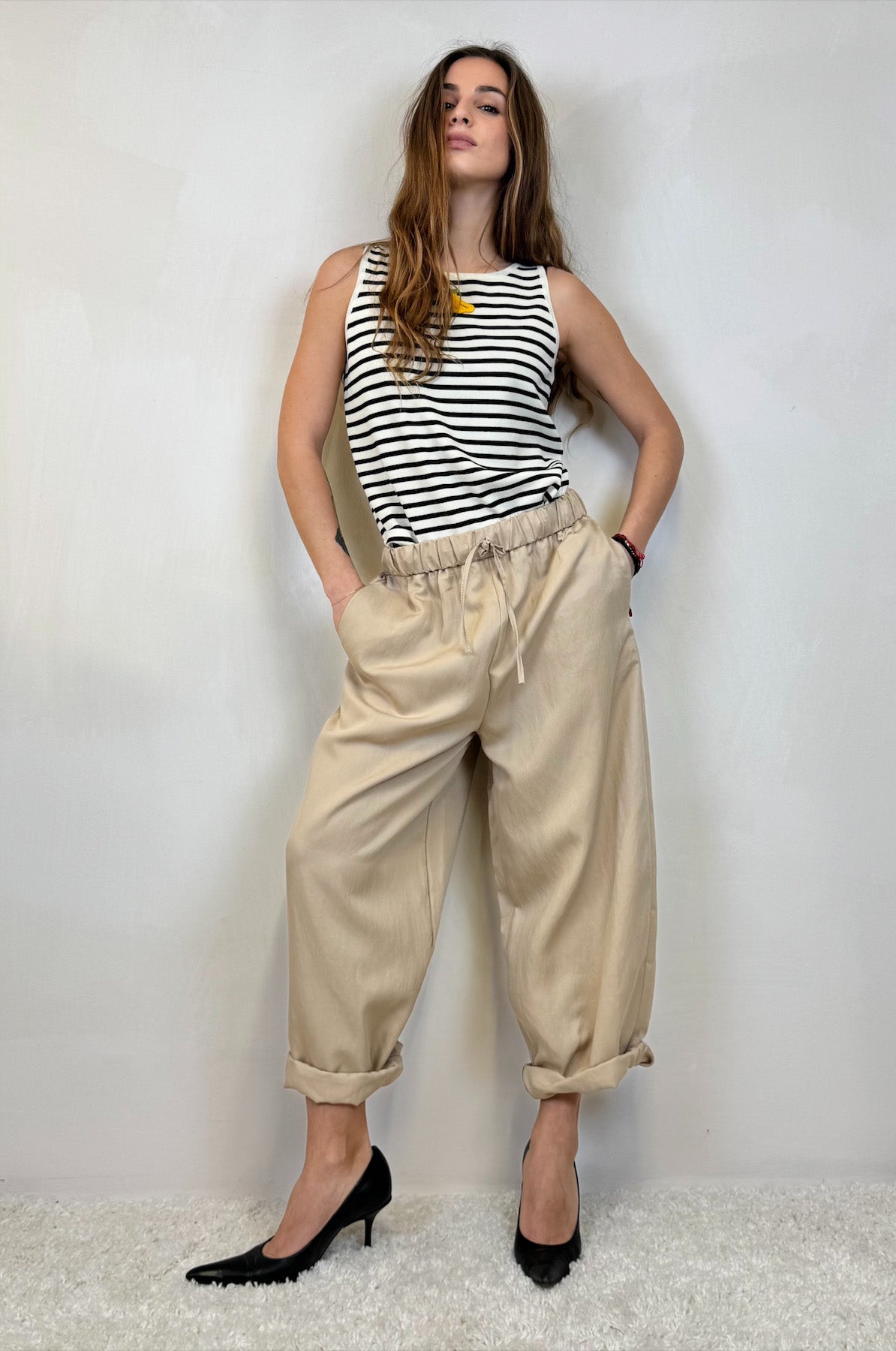 Pantalone Baggy Effetto Raso