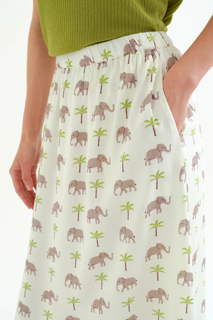 Gonna midi stampa elefante