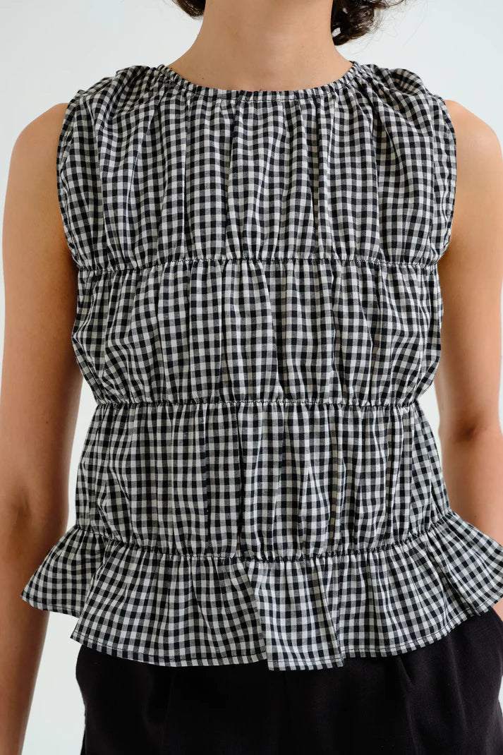 Top vichy nero a quadri
