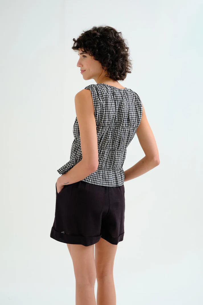 Top vichy nero a quadri