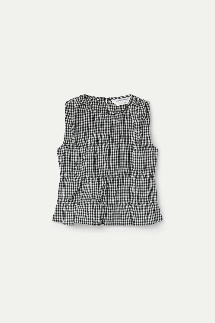 Top vichy nero a quadri