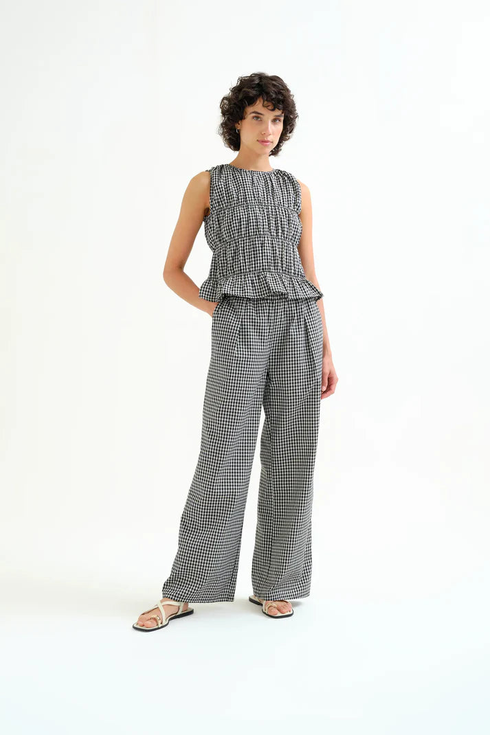Pantalone vichy nero a quadri