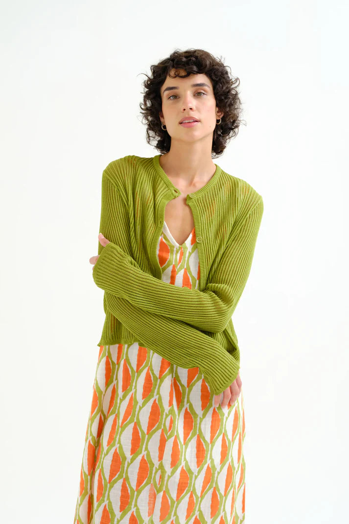 Cardigan verde in maglia