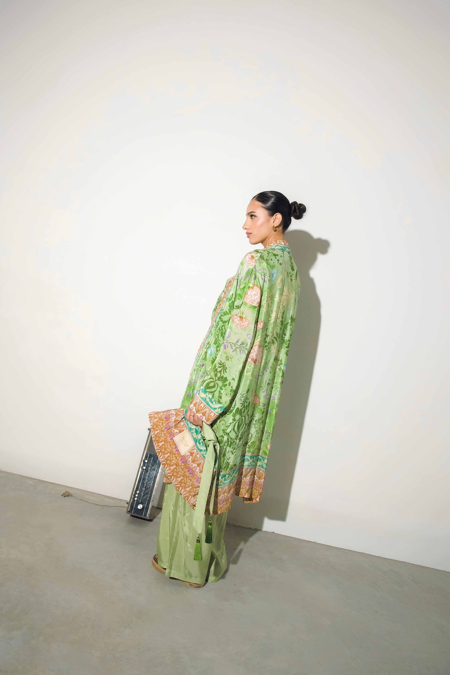 Kimono lungo in viscosa stampa farfalle