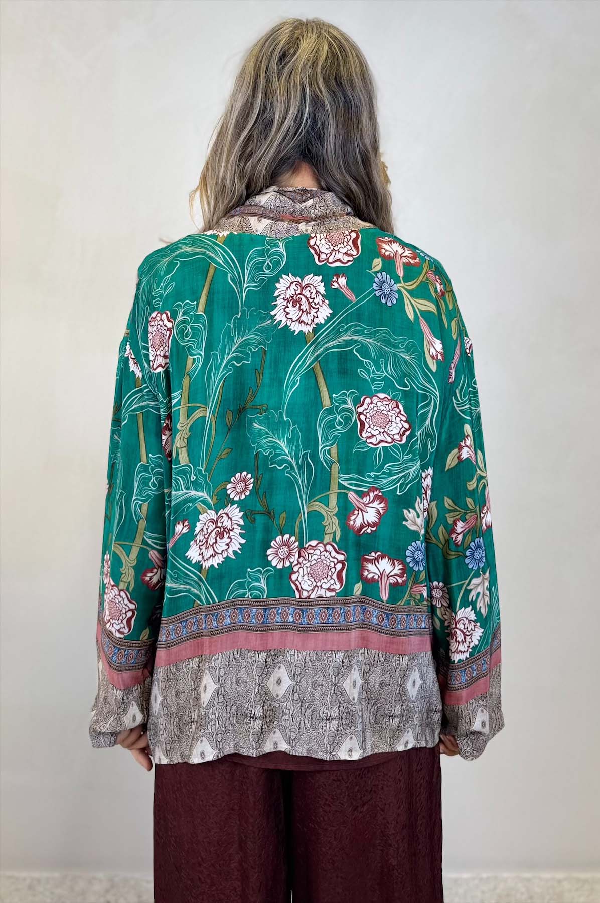 Giacca Kimono in viscosa stampa floreale