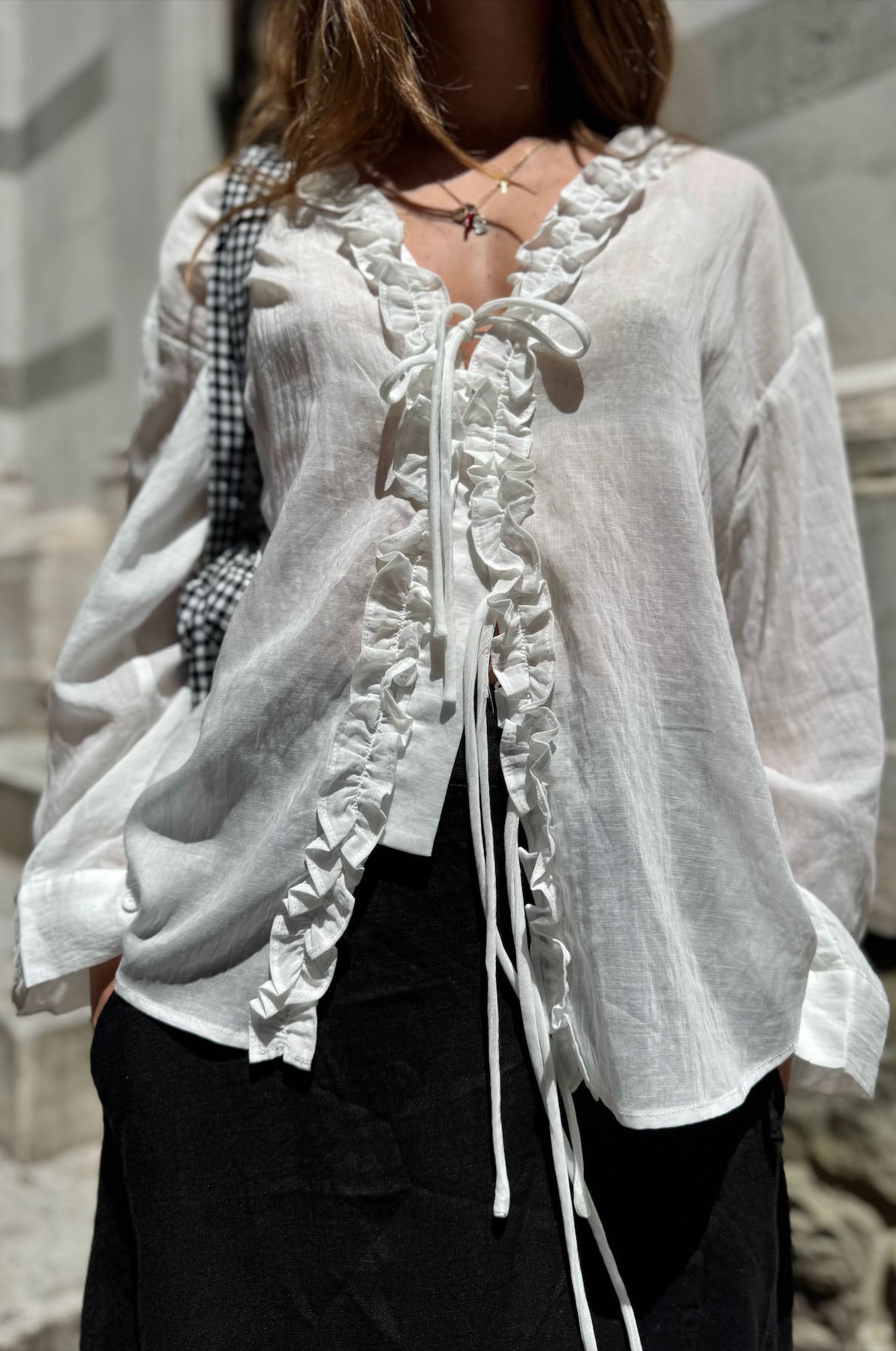 Camicia Rouches a V