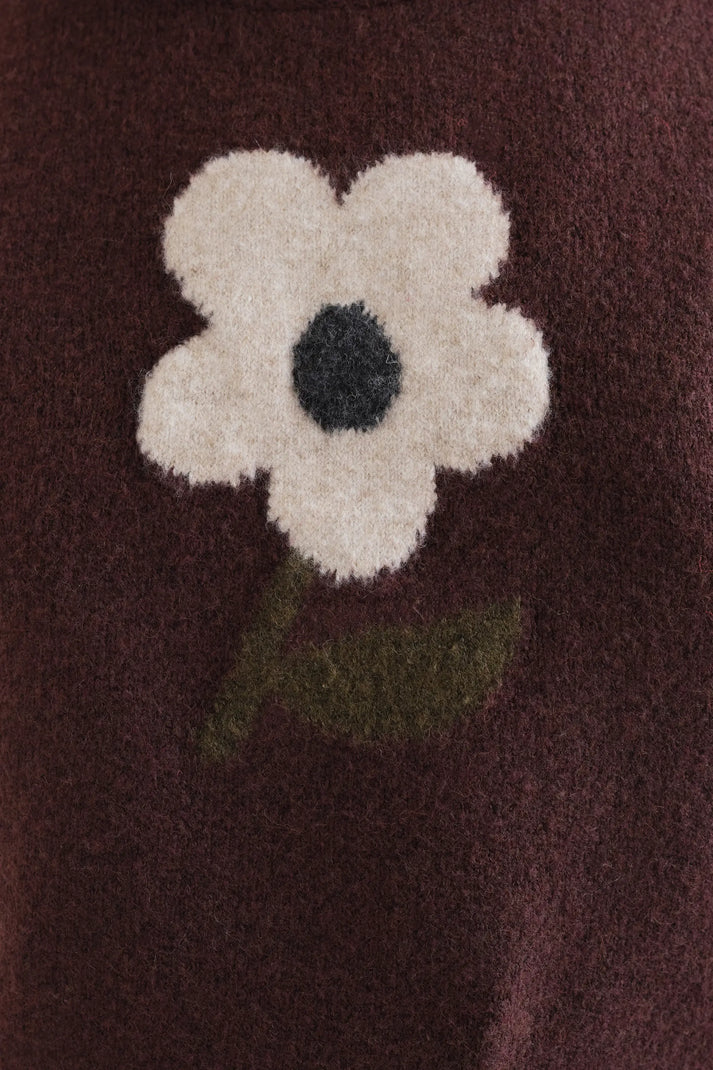 Gilet marrone con stampa a fiore