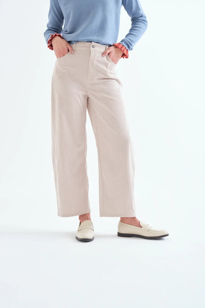 Pantaloni in velluto a coste ecrù