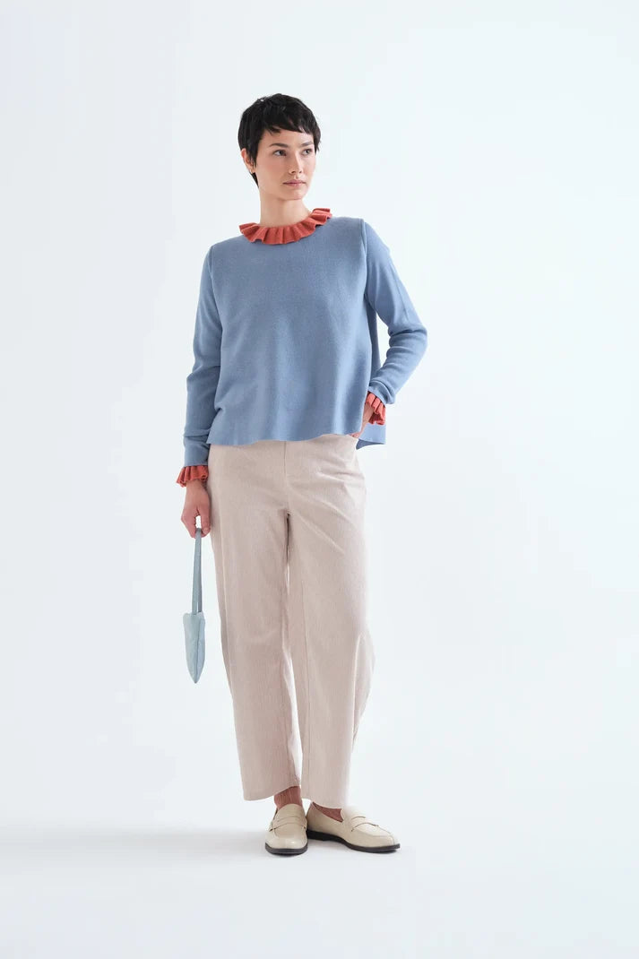 Pantaloni in velluto a coste ecrù