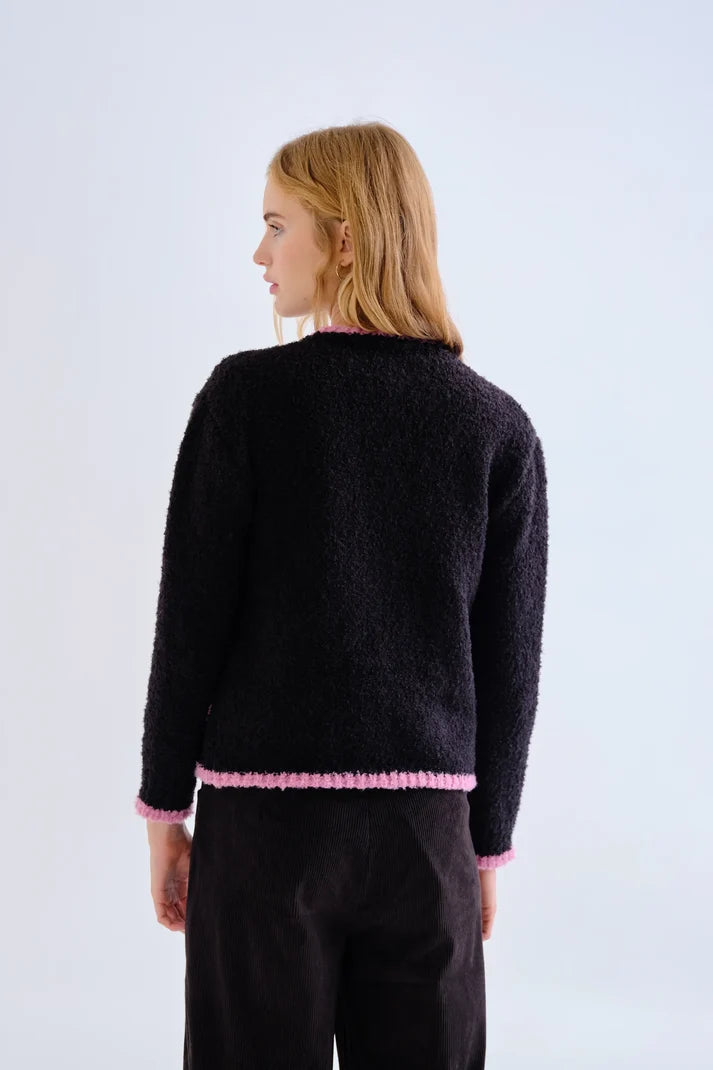 Cardigan nero e rosa