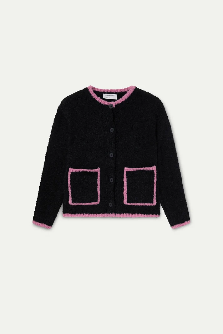 Cardigan nero e rosa