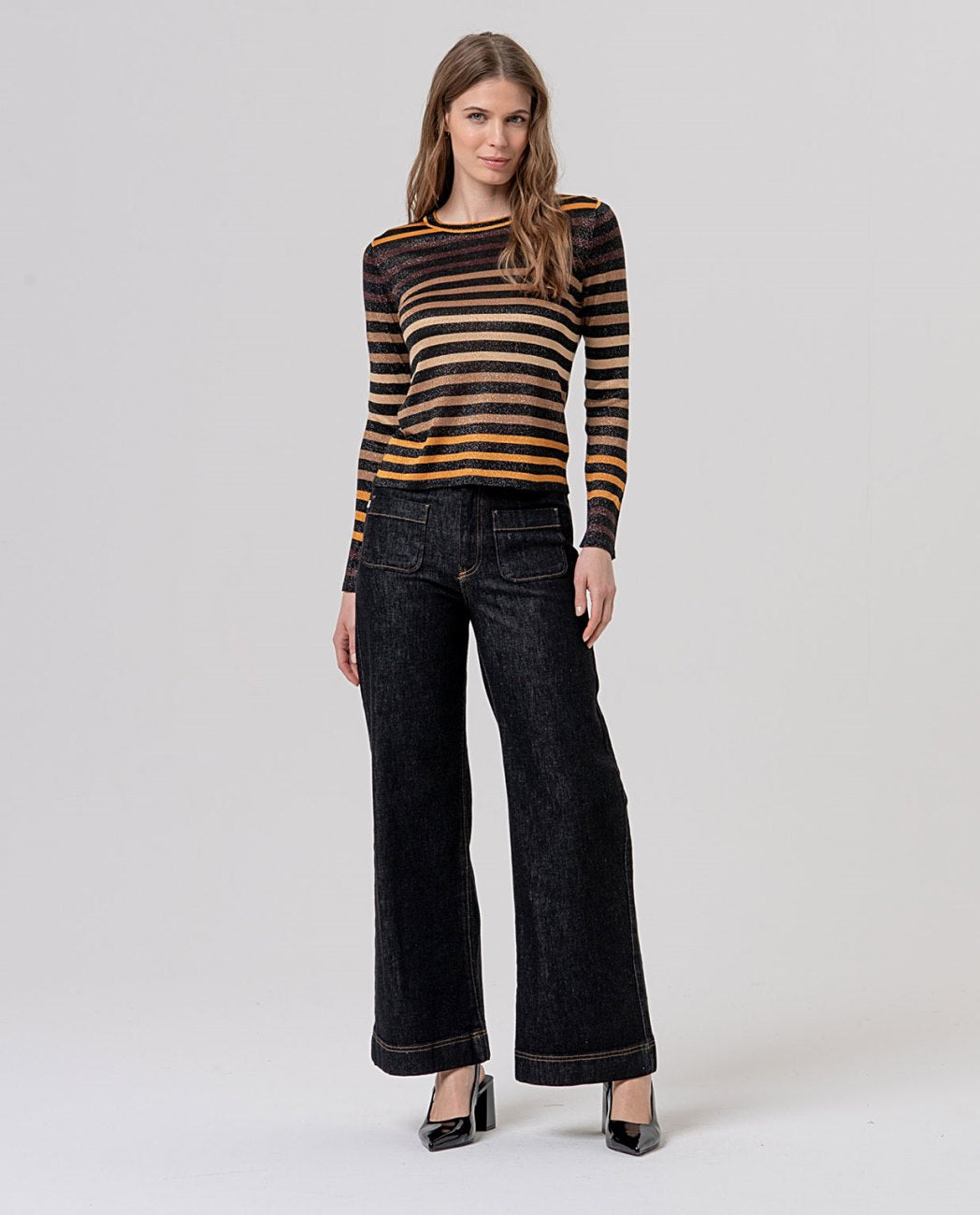 Maglione girocollo a righe