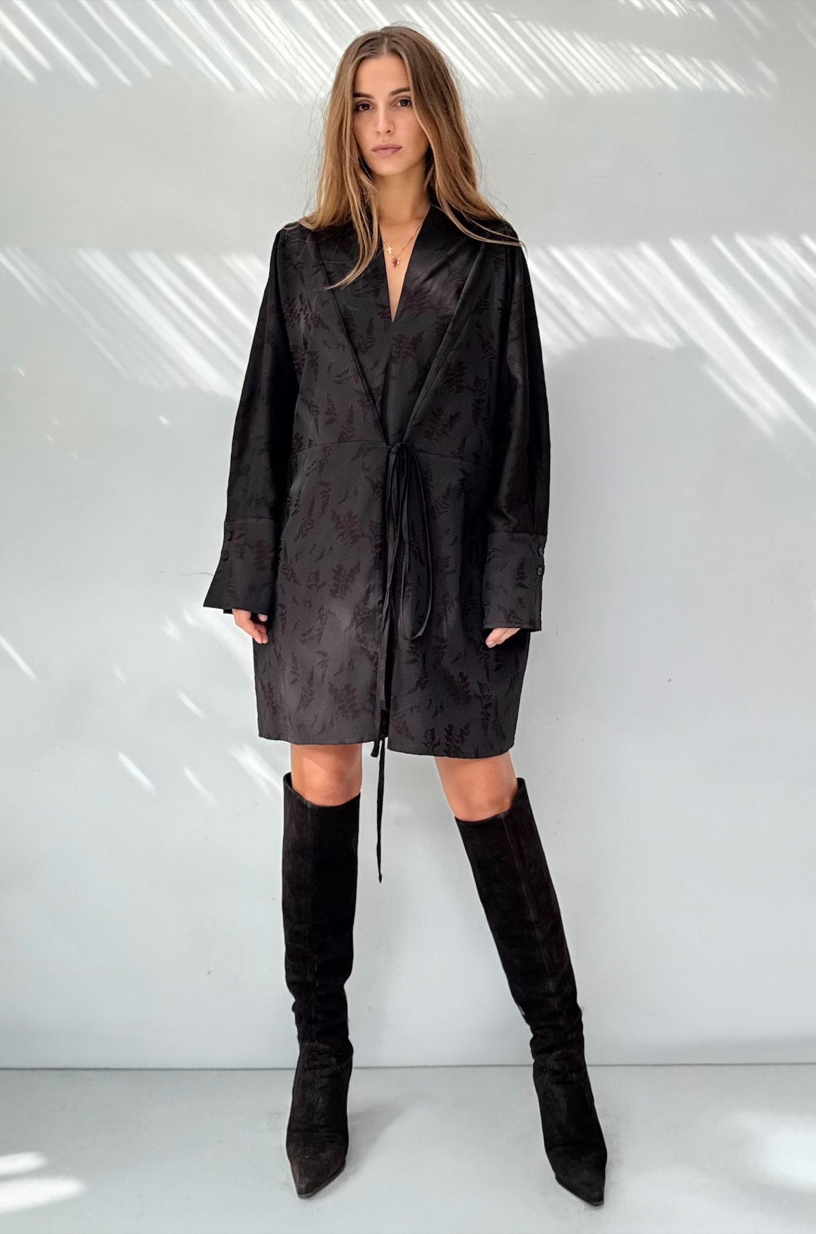 Abito Kimono corto Jacquard Botanico