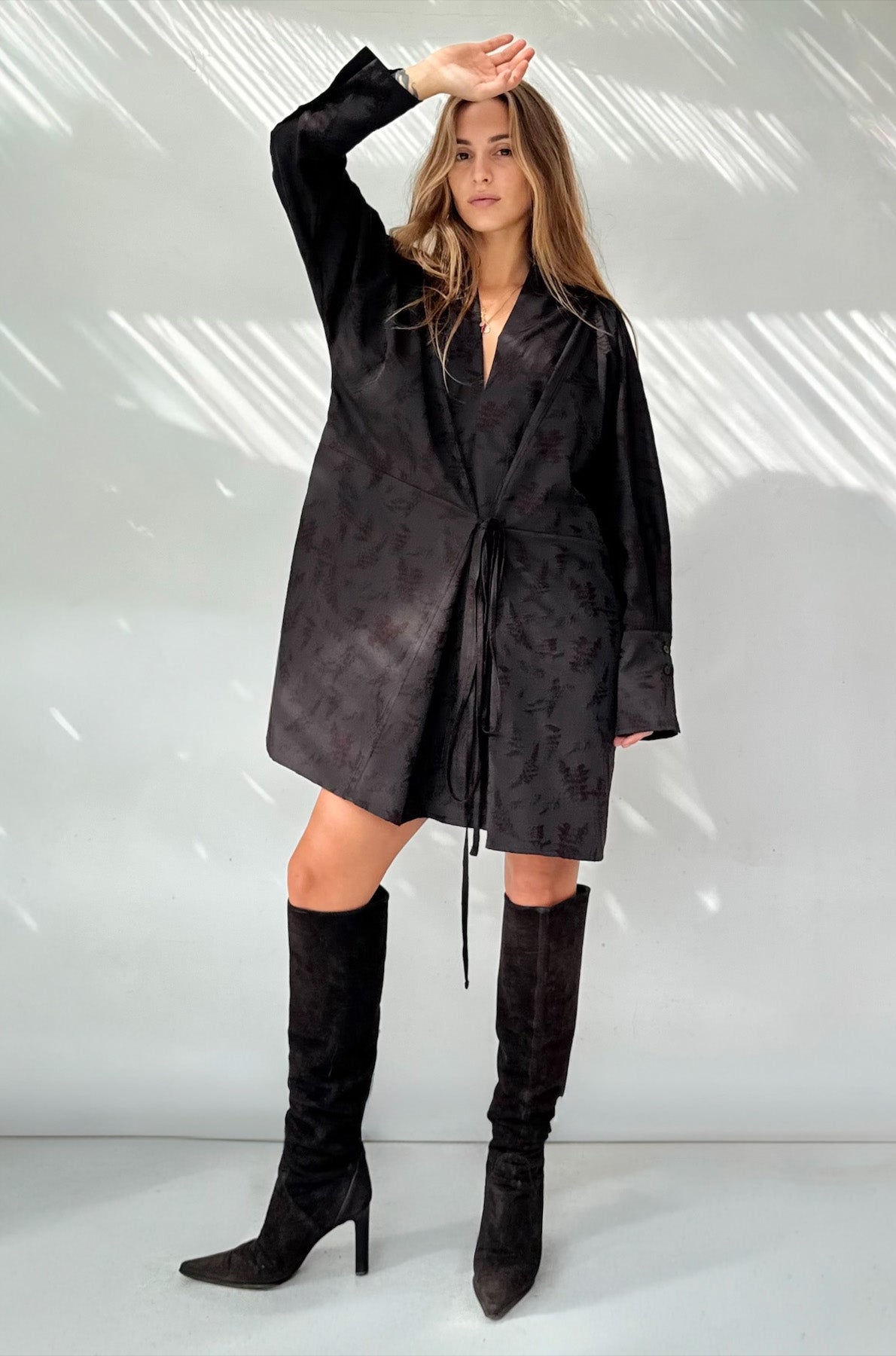 Abito Kimono corto Jacquard Botanico