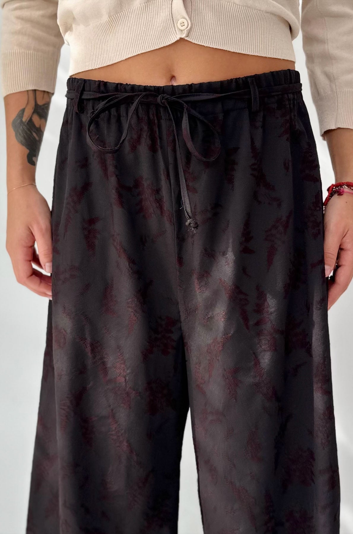Pantalone a completo kimono Jacquard Botanico