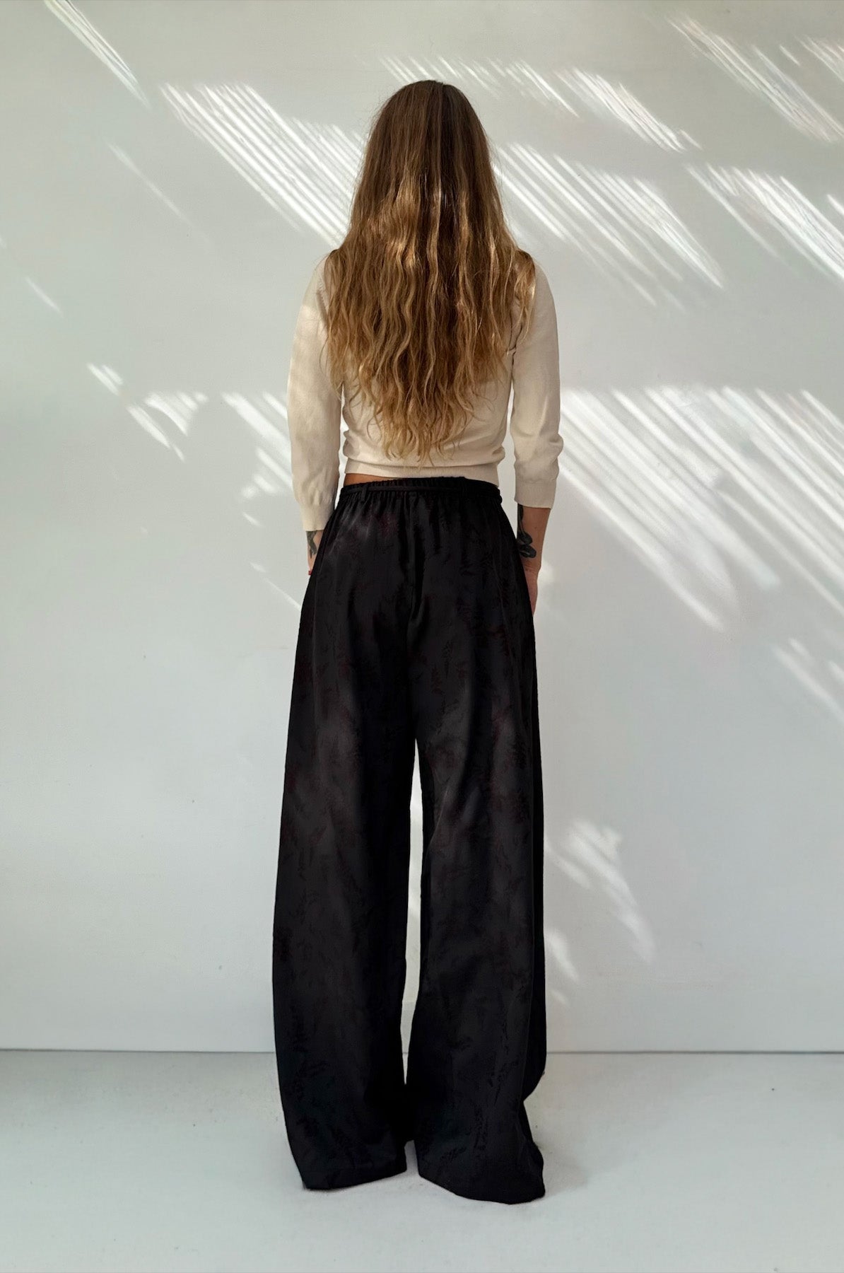 Pantalone a completo kimono Jacquard Botanico