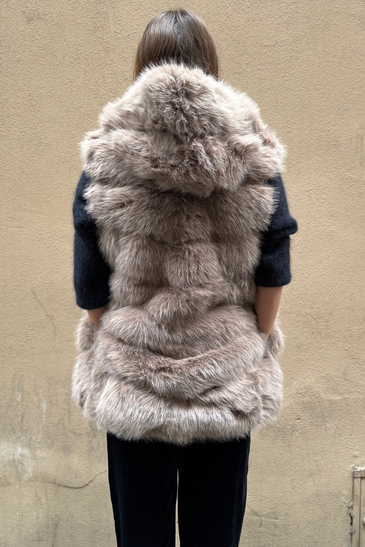 Gilet Cappuccio Eco Pelliccia